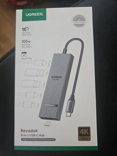 UGREEN Revodok Pro USB C Hub 6-in-1, 4K@60Hz DisplayPort, 10Gbps USBC, 100W PD