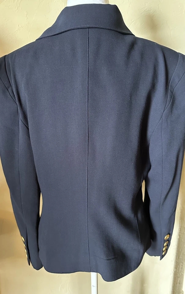 Blazer Sonia Rykiel Mujer Lana Emblema Botones Dorados Doble Pecho Azul Marino Talla 44 Foto 3 de 4