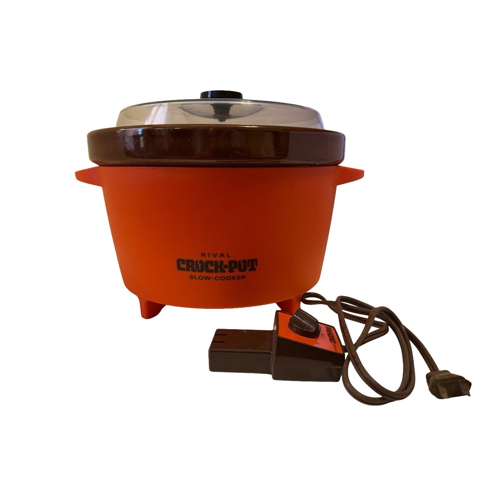 Vintage Rival Orange And Brown Stoneware Crockpot 3300-2 Server Slow Cooker Rare
