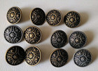 LOT of 12 Vintage Brass 17mm Round Buttons Ornate Floral Mandala — photo 1