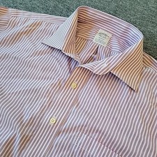 Brooks Brothers Dress Shirt Men's 16.5 35 Regent Purple White Stripe Non Iron