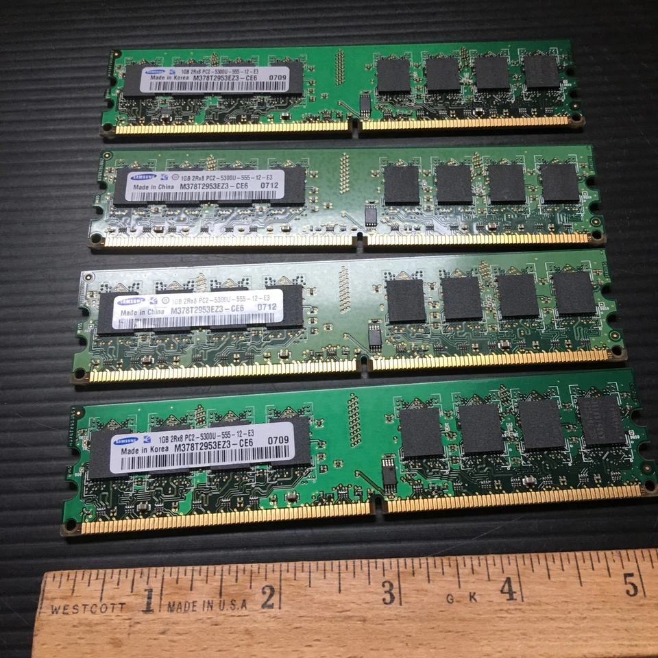 4PCS Samsung 1GB 2Rx8  PC2-5300U-555-12-E3 M378T2953EZ3-CE6 0709 PC Memory Korea - Image 3 of 4