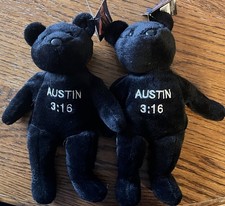  2 1999 WWF WWE Attitude Bear Stone Cold Steve Austin With Tags Free Shipping