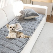 Faux Fur Plush Dog Couch Cover 3D Stripe Fuzzy Sofa Cover Non-Slip Fluffy Dog...