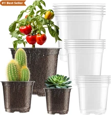 15 Pack Clear Plastic Nursery Pots, 3.5/4/5 Inch Plant Pots with Drainage Holes