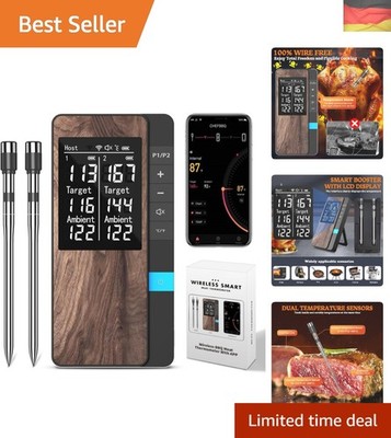 Fleischthermometer Kabellos, Meat Grill Thermometer Mit Doppelsonde, Bluetoot...