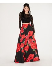 B DARLIN Womens Fit + Flare Dress Black Long Sleeve Formal Juniors 34