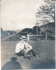 vintage snapshot photo: 1907 Pit Bull Terrier Dog Pitbull Photograph Hat Man #13 — photo 1