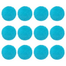 Faux Fur Pom Poms for Hats, 12 Pcs Fluffy Soft Fur Poms Balls with Lake Blue