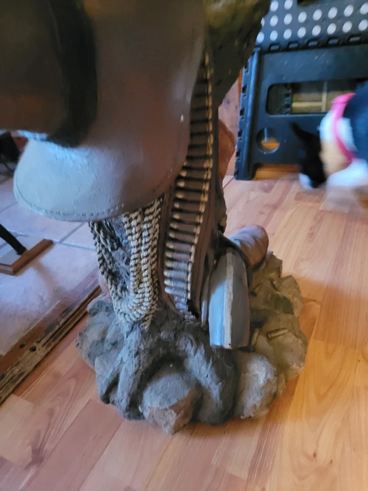 Round Glass Top Western Style Decorative Accent Table Rootin' Tootin' - Image 4 of 4