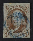 CKStamps: US Stamps Collection Scott#1 5c Franklin Used CV$375