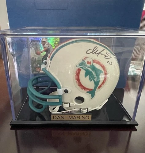 Dan Marino Signed Mini Helmet Vintage Auto Upper Deck Authenticated with Case