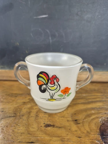 Vintage Bartlett Collins Rooster Handpainted Glass Sugar Bowl Only 1950’s