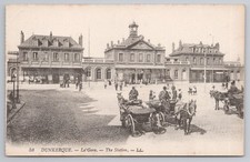 Dunkerque La Gare Railway Station Horse Carts France 1910s LL