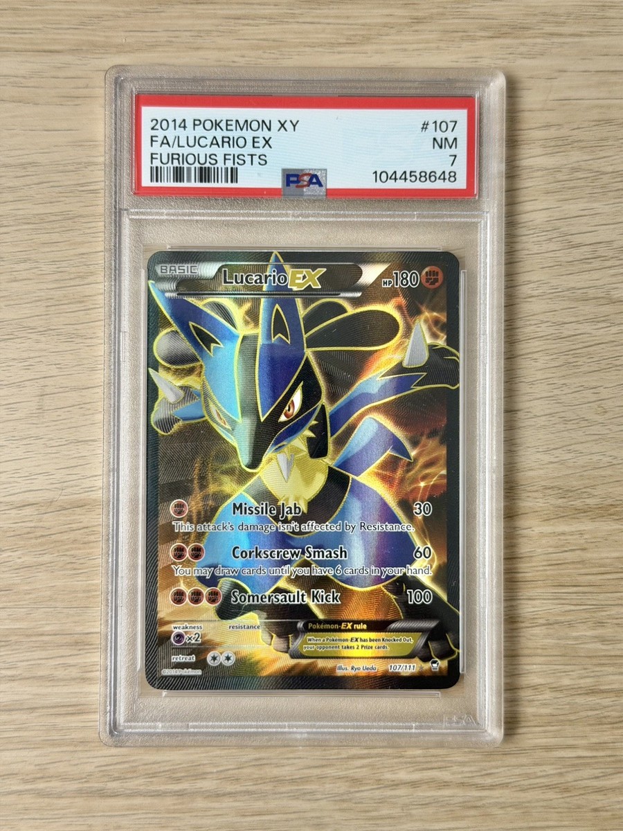 LUCARIO EX #107 | 2014 POKEMON XY FURIOUS FISTS FULL ART | PSA 7