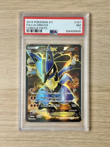 LUCARIO EX #107 | 2014 POKEMON XY FURIOUS FISTS FULL ART | PSA 7