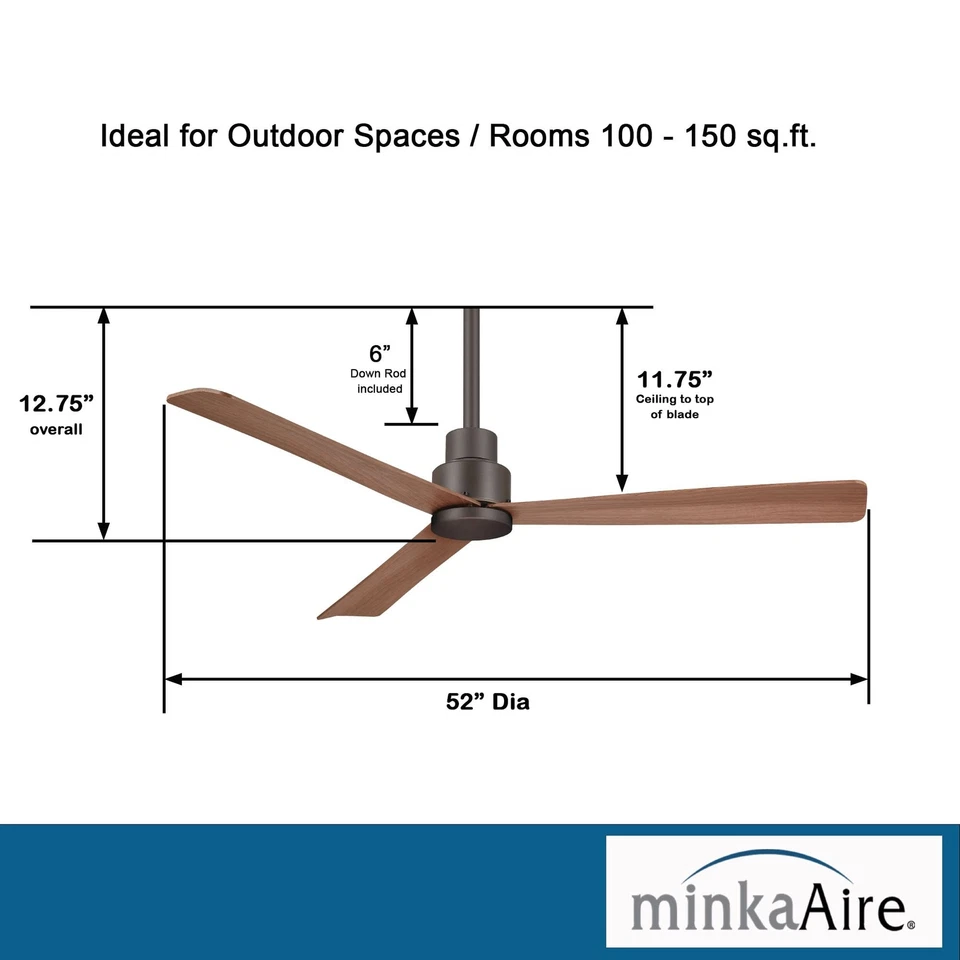 MINKA-AIRE F787-ORB 52" 3-Blade Ceiling Fan in Oil Rubbed Bronze Finish with ... - Image 4 of 4