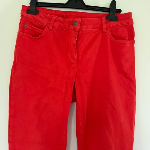 Pantalone rosso jeans dritto Madeleine 5 tasche - donna taglia UK 16 elasticizzato - Foto 2 di 10