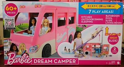 Barbie Dream Camper Playset RV Van 60+ Accessories Pool Slide