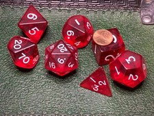 Jumbo Transparent Red Polyhedral Set 7 Dice Set - Role Playing Games Tabletop