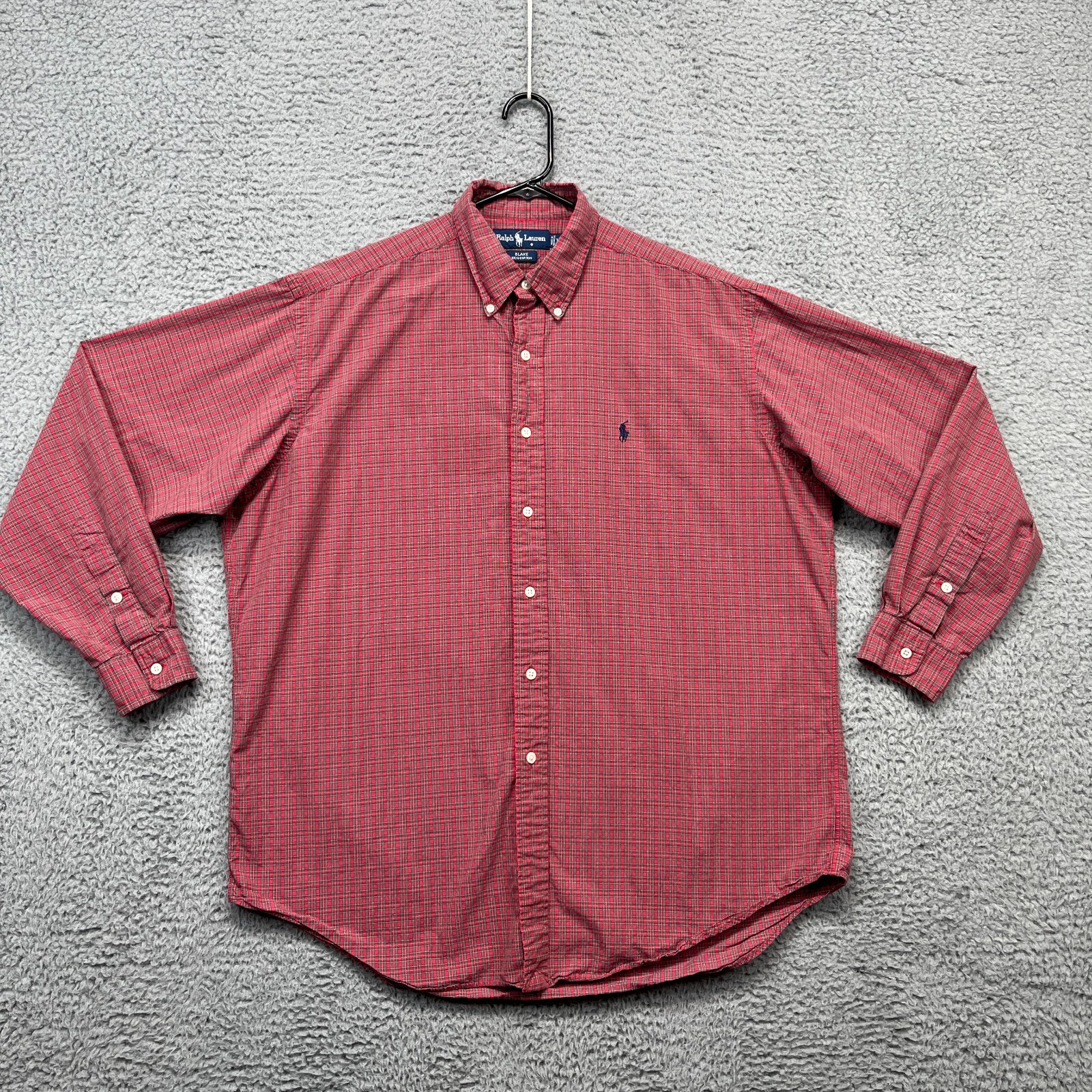 PONY Camicia vintage Ralph Lauren Blake uomo grande rossa check abbigliamento da lavoro tutti i giorni preppy