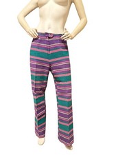Vintage 1970s Mexican Serape Rainbow Hippie Festival Bell Bottoms Pants Multi