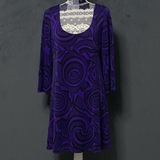 Diane Von Furstenberg Laetitia Dress Women 12 Purple Silk Geometric A-line Retro