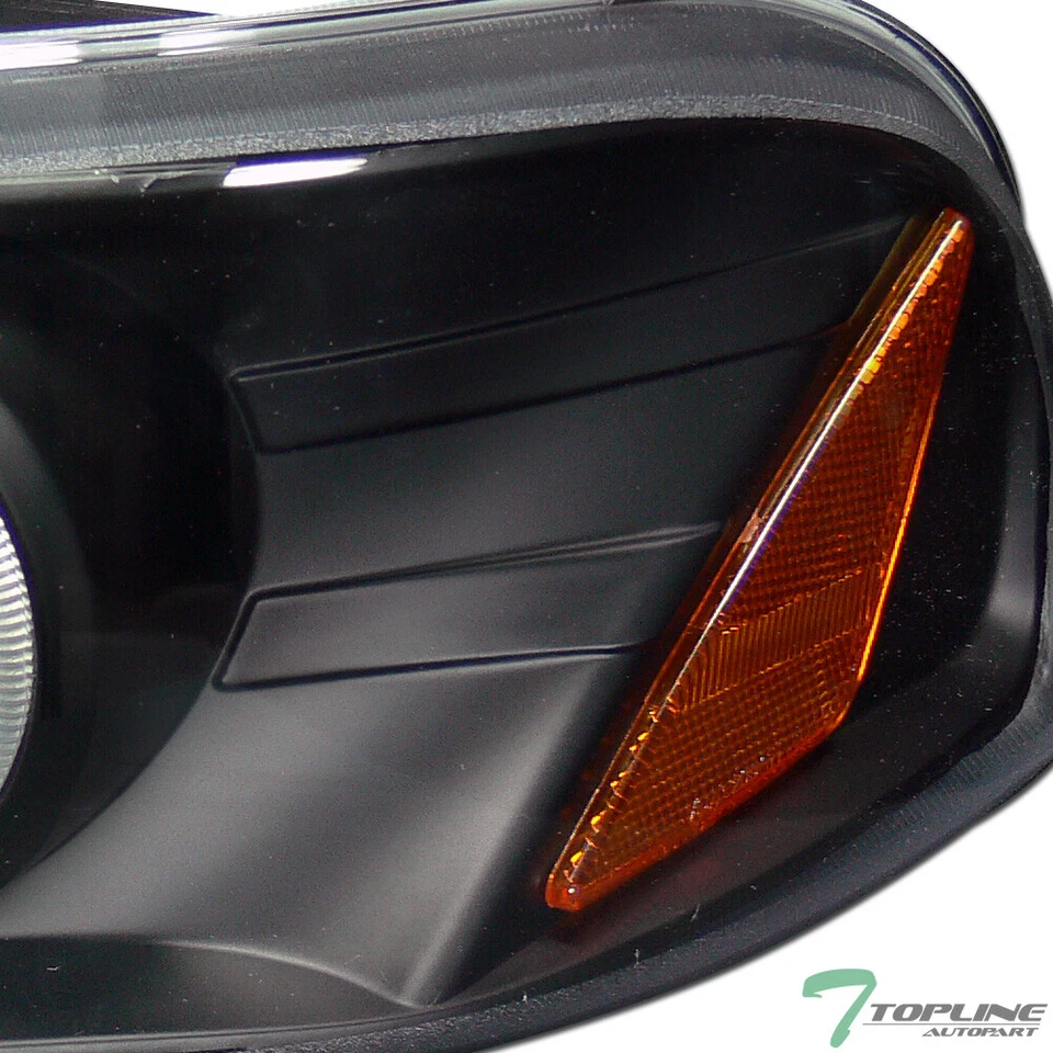 Topline For 1999-2006 GMC Sierra/Yukon LED Halo Projector Headlights Amber - Blk - Image 3 of 4
