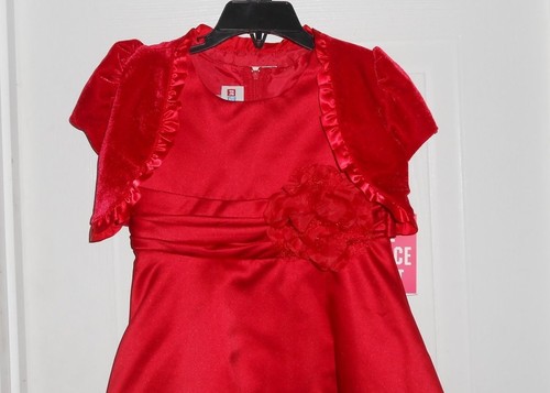 NEW Girl's Dress size 4, Muneca, red satin, sash, jacket #529 - Picture 2 of 5