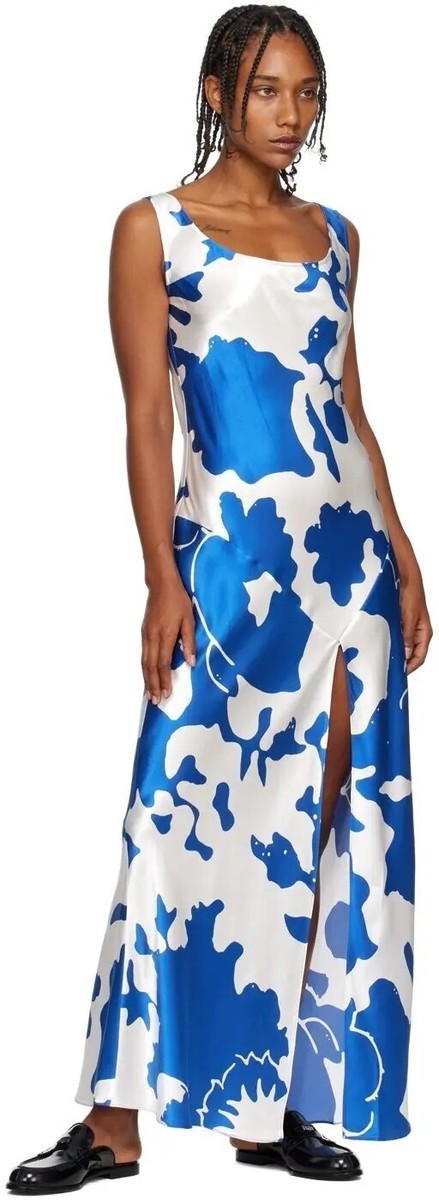 NEW SIR THE LABEL Blue silk Esme Maxi Dress SIZE 2/ M | eBay