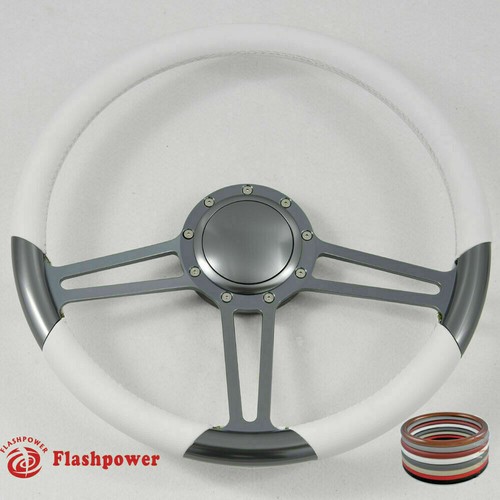 15.5" Billet Steering Wheel Black Full Wrap Chevy Blazer C10 W/Horn - Foto 7 di 12