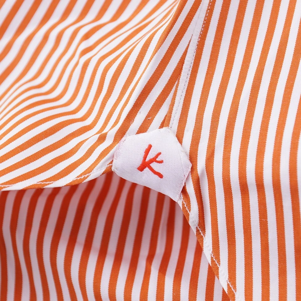 Camisa de vestir Isaia de algodón a rayas naranja 'Mix' ajuste a medida 15,5 (UE 39) NUEVA CON ETIQUETAS Foto 2 de 4