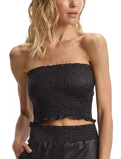 Commando Faux Leather Smocked Tube Top - FLT202