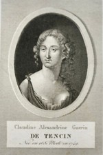 CLAUDINE GUERIN DE TENCIN (1682-1749), PORTRAIT ENGRAVING 19th century, WOMAN OF LETTERS