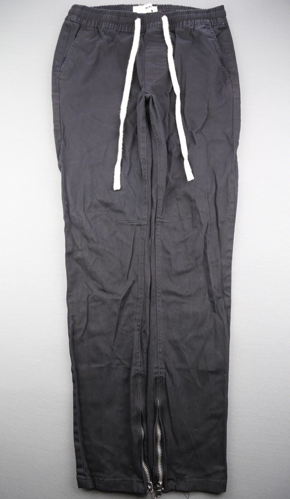 Men Fashion Nova Skinny Joggers Black Zipper Ankle Drawstring Large