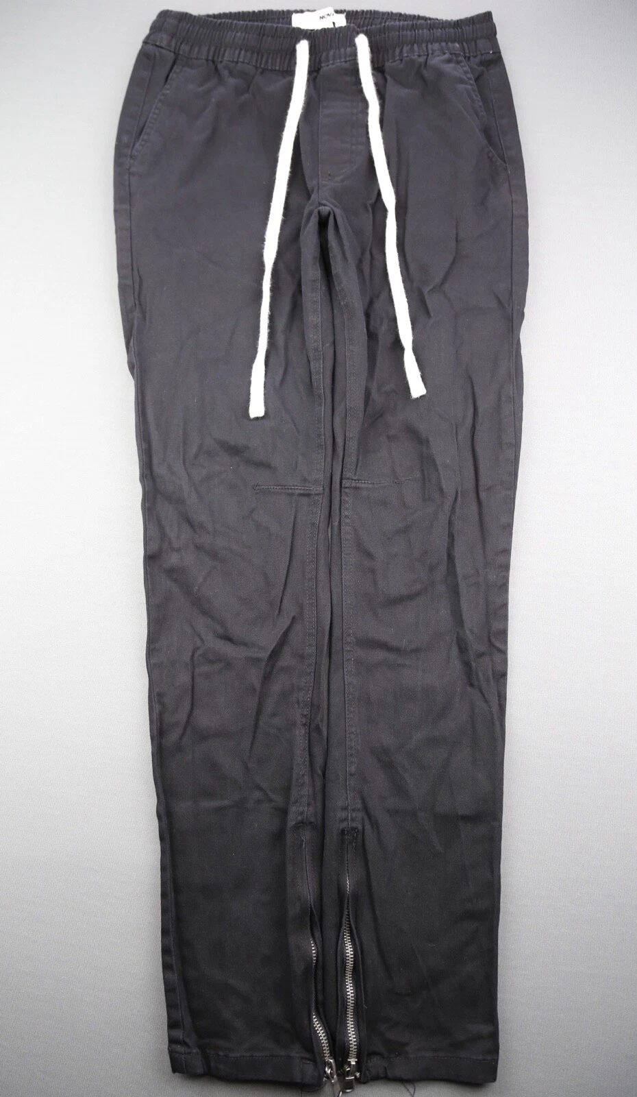 Men's Fashion Nova Jogger Pants Skinny Zipper Ankle Black Drawstring Size Large