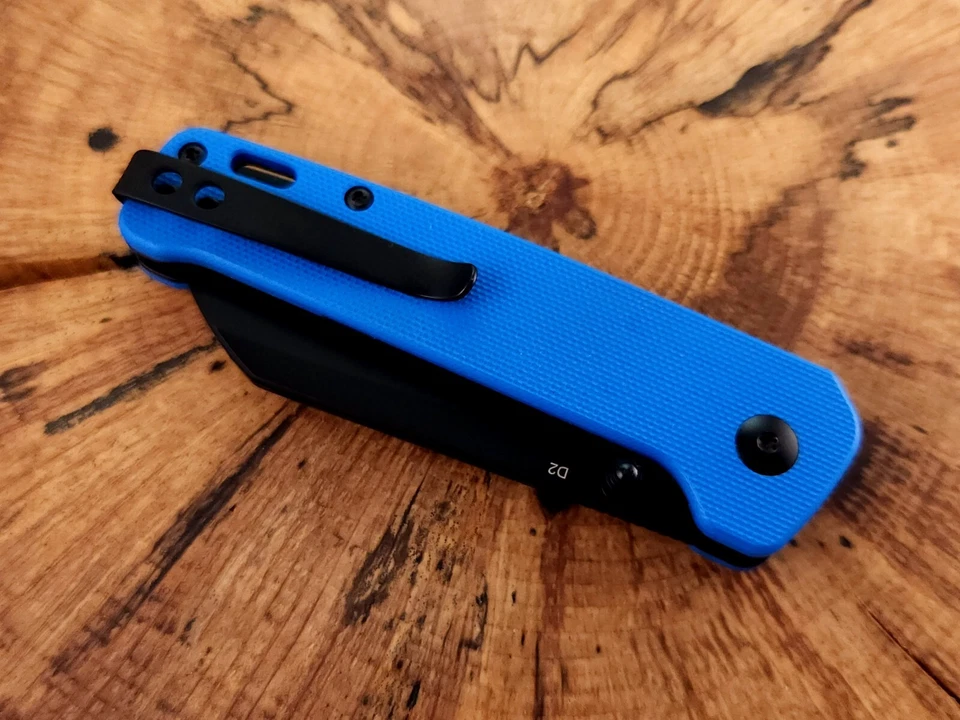 NEW QSP Penguin Blade HQ Promo D2 Blade Blue G10 Handle Folding Pocket Knife - Image 3 of 4