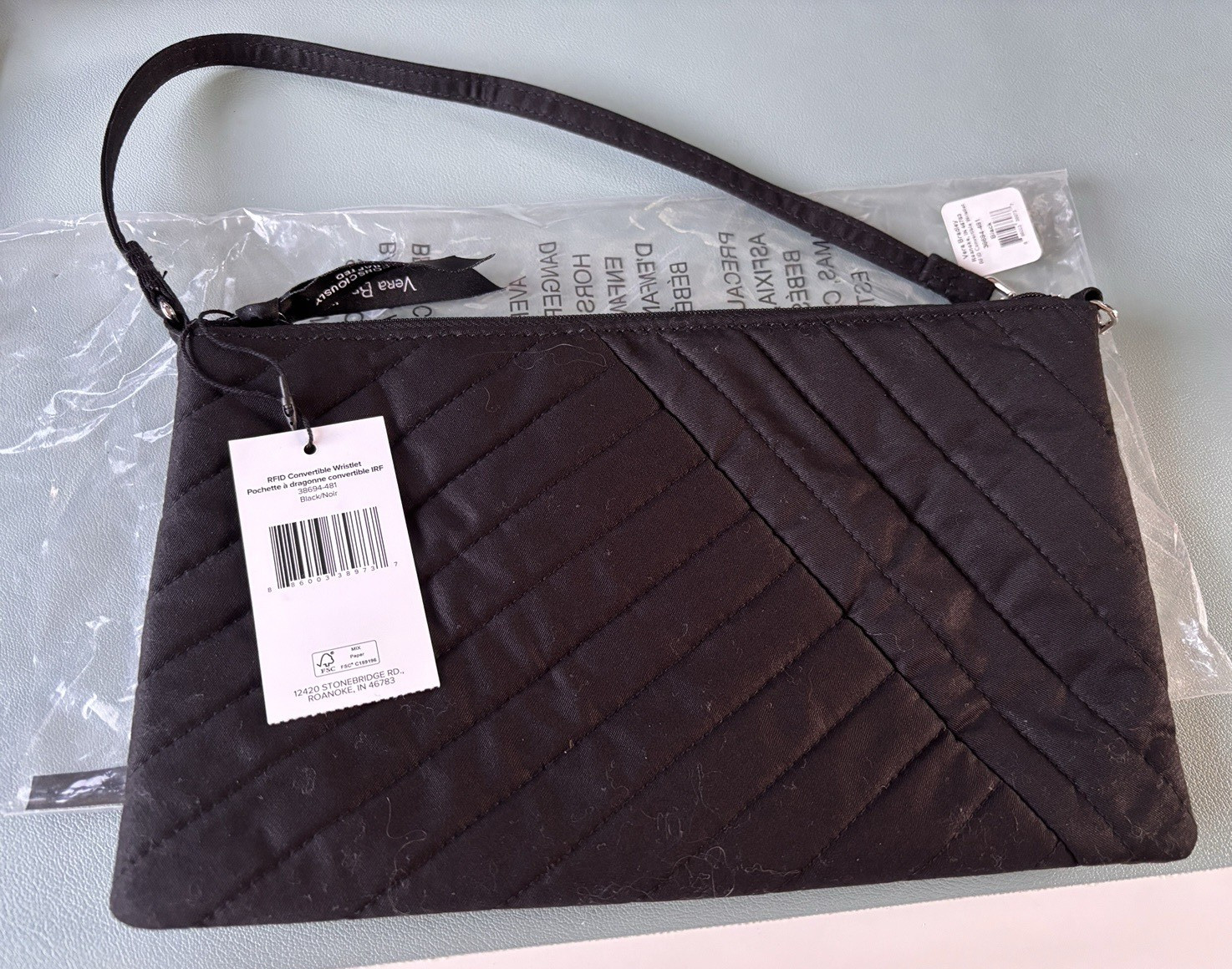 Vera Bradley RFID Convertible Wristlet Pouchette in Microfiber classic Navy  NWT