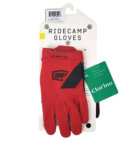 100% Youth Ridecamp Mountain Bike Gloves - Red - Youth L - Kid's MTB BMX - Picture 2 of 4