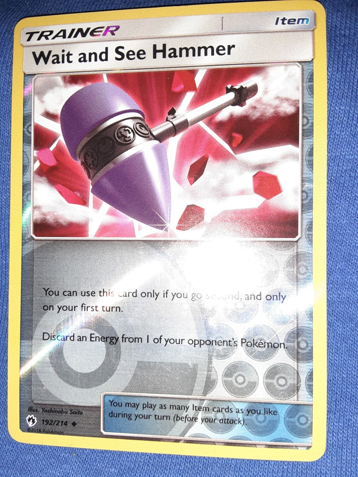 Pokemon WAIT AND SEE HAMMER 192/214 - Lost Thunder - Rev Holo - MINT