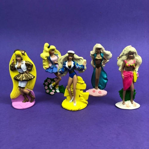 Vintage McDonalds Barbie Happy Meal Toy PVC Doll Figures Set x 5 1990s