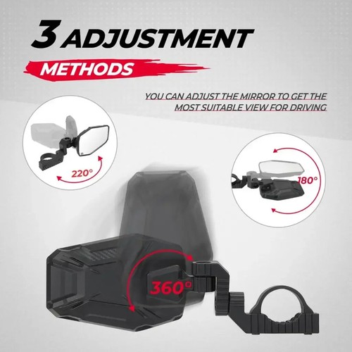 UTV 1.65" - 2" Universal Side Mirrors Compatible with Polaris RZR XP/XP 4 Etc - Picture 2 of 13