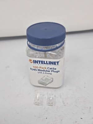 INTELLINET 100-Pack Cat5e RJ45 UTP 3-Prong Modular Plugs #W5