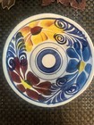 Vintage Mexican Pottery Bowl Unique Blue Yellow Red White — photo 1