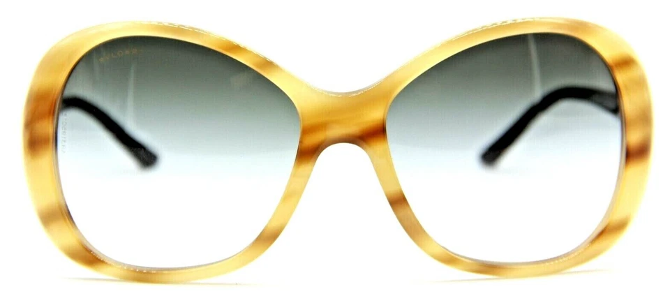 ÓCULOS DE SOL AUTÊNTICO BVLGARI 8068-B 5077/8E BEGE CHIFRE/CINZA LENTE DEGRADÊ 57-17 - Imagem 2 de 3