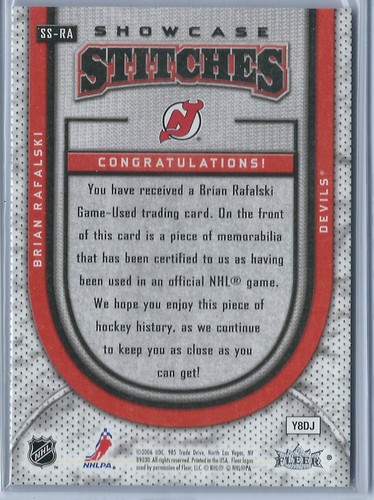 06-07 Flair Showcase Hockey Brian Rafalski Devils Showcase Stitches Jersey Card - Picture 2 of 2