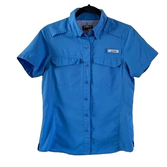 Habit Women’s Small Blue Collared Outdoor Sun Protection Fishing Vented Shirt