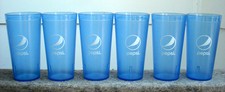 6 Plastic Pepsi Soda Glasses Blue 20 oz Impact Brand Made in USA Cups
