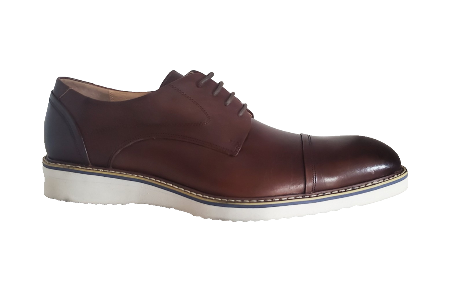 SAOLA Oxford uomo Zanzara ALICANTE pelle mandorla cappuccio punta stringata derby marrone cognac