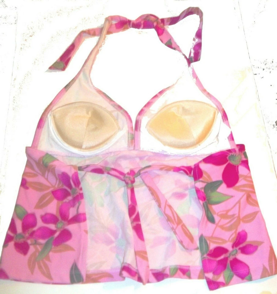 Traje de baño Tankini rosa kimono Sunsets 73T Top en copa D, parte inferior 28B en mediano usado en excelente estado Foto 3 de 4